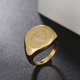 thumbnail image 5 of Anillos de oro grueso - Signet Sings para mujer, anillo de cúpula, anillo de declaración, anillo de acero inoxidable chapado en oro de 18 k, oro-blanco Tamaño: 8 Feliz Sencillez, 5 of 5