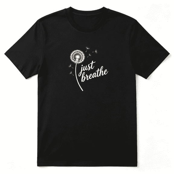 Just Breathe Vintage Graphic Tee For Women, Witty Summer Vacation Cotton Short Sleeves T-Shirt
