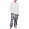 thumbnail image 2 of VV AVEORS Mens Pajama Set Bamboo Viscose Soft Pijamas Sets Plaid Long Sleeve Full Length Pants Pjs Check Sleepwear With Pockets White 3XL, 2 of 7