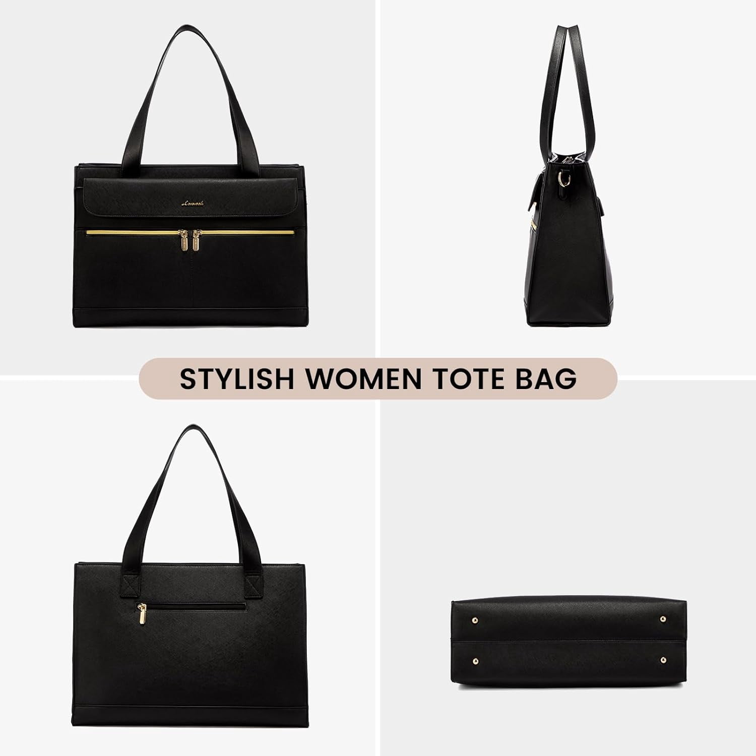 LOVEVOOK Laptop Bag for Women 15.6 Inch Tote Work Professional Leather Computer Briefcase Waterproof Handbag Shoulder Large Capacity Business Teacher Office Crossbody Purse