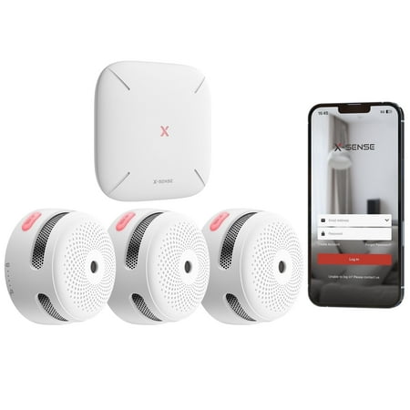X-Sense Smart Smoke Detectors with SBS50 Base Station, Wi-Fi Smoke Alarm Compatible with X-Sense Home Security App, Wireless Interconnected Mini Fire Alarm, Model FS31