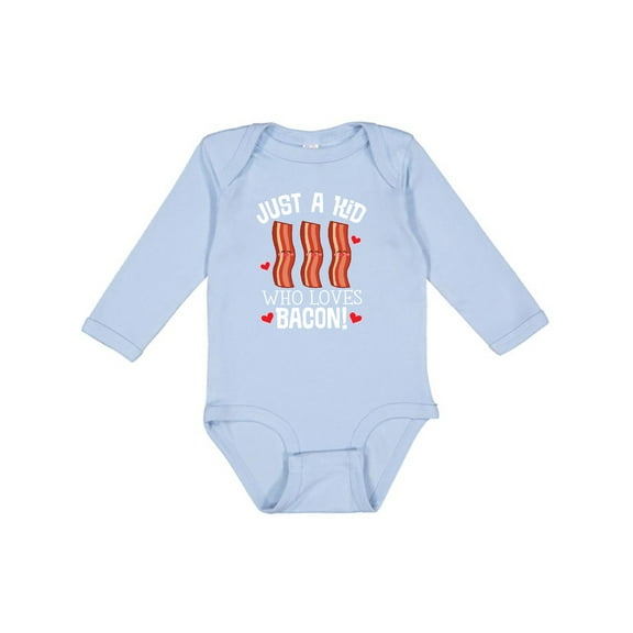 Inktastic Just a Kid Who Loves Bacon Boys or Girls Long Sleeve Baby Bodysuit
