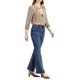 thumbnail image 4 of Blusa de mujer Allegra K con estampado floral bohemio, de manga larga, con lazo y escote en V, talla S, color caqui, 4 of 7