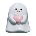 thumbnail image 2 of Yardvibe Halloween Ghost Figurines, Cute Ceramics Ghost Statue Handheld Pink Heart for Halloween Decorations, Porch and Indoor Home Office Desk Decor (A), 2 of 7
