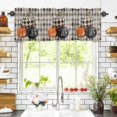 thumbnail image 3 of Fall Thanksgiving Valances for Windows Pumpkin with Floral Black White Diamond Plaid Rod Pocket Curtain Valance Window Treatment Short Curtains for Kitchen Living Room, 42"x18", 3 of 5