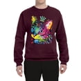thumbnail image 2 of Wild Bobby Dean Russo Cat Wearing a Crown Thinking Cat Crowned Cat Lover Unisex Crewneck Graphic Sweatshirt, Maroon, X-Large, 2 of 5