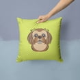 thumbnail image 2 of Checkerboard Lime Green Chocolate Brown Shih Tzu Fabric Decorative Pillow, 2 of 4