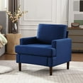 thumbnail image 4 of Techmilly Accent Chairs, Mid-Century Linen Fabric Armchair for Living Room, Modern Comfy Sofa Chair for Bedroom, Upholstered Reading Chairs for Reading Space, Wating Room - Blue, 4 of 7