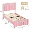 thumbnail image 4 of 4 Ever Winner Twin Bed Frame, Velvet Upholstered Bed Frame with Diamond Headboard and Footboard, Pink Bed Frame Twin Size , Princess Bed, Pink, 4 of 9