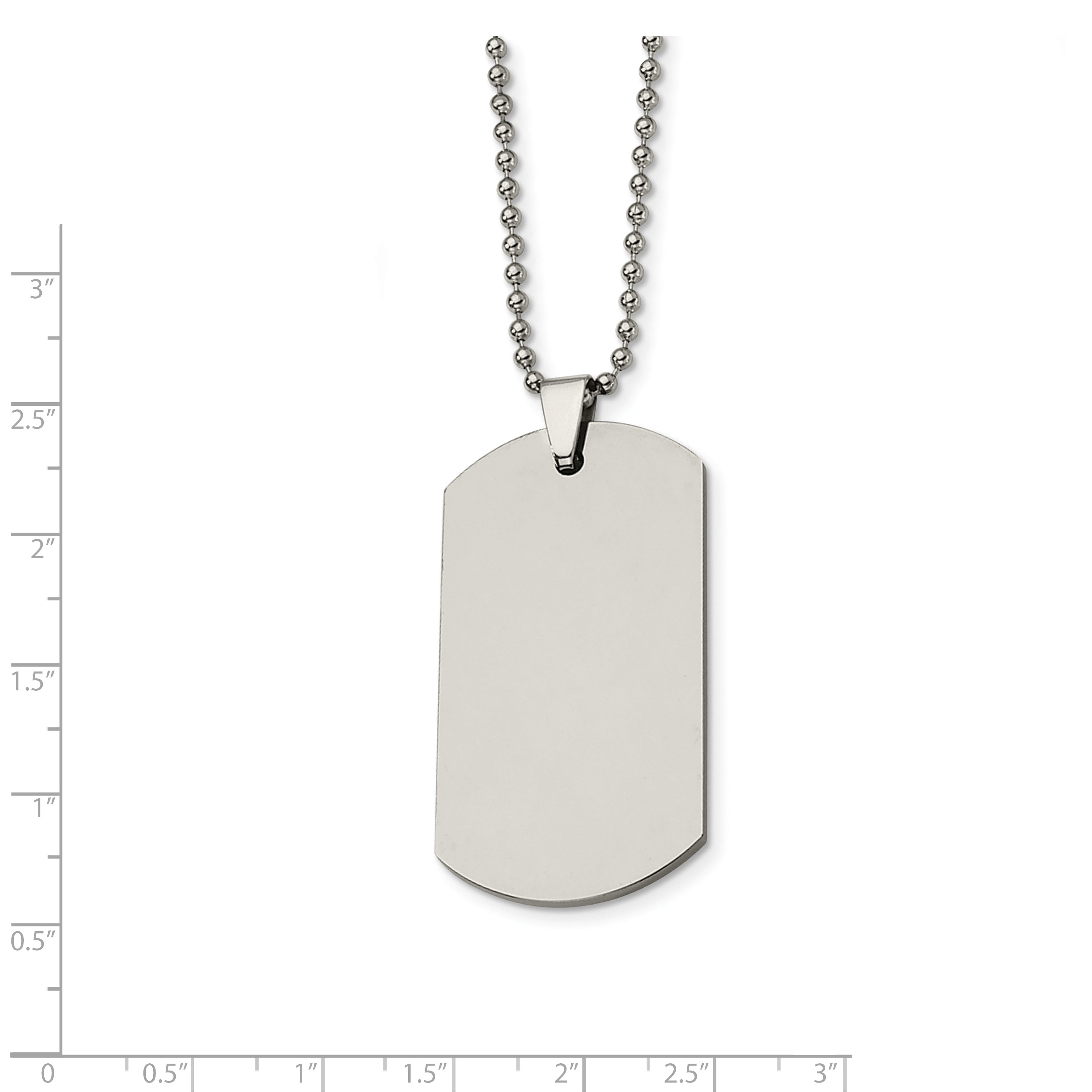 Tungsten Polished Dog Tag Necklace 24in 