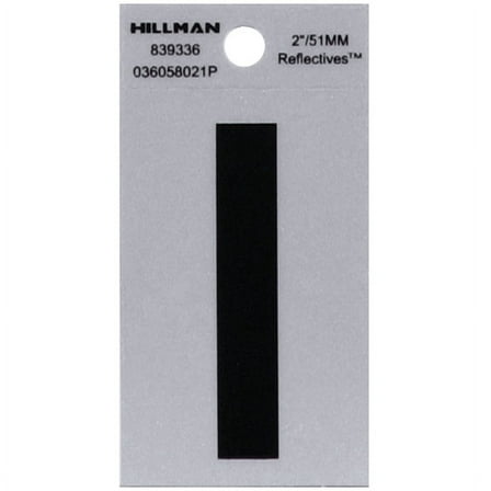 Hillman 2 in. Reflective Black Vinyl Self-Adhesive Letter I 1 pc