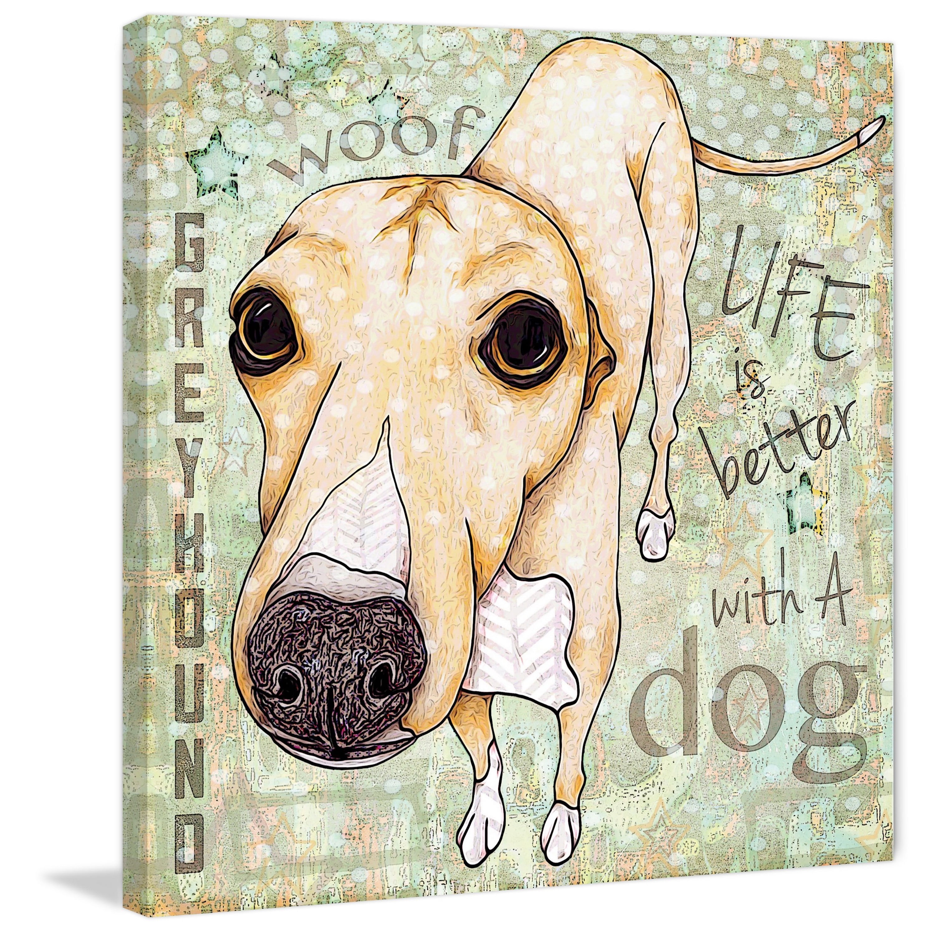 Marmont Hill "Greyhound Pop Art II" by Stephanie Gerace Painting Print on Wrapped Canvas
