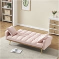 thumbnail image 2 of Pink Adjustable Sofa Bed for Small Spaces, Plush Teddy Fabric Convertible Couch with 2 Pillows, 2 of 8