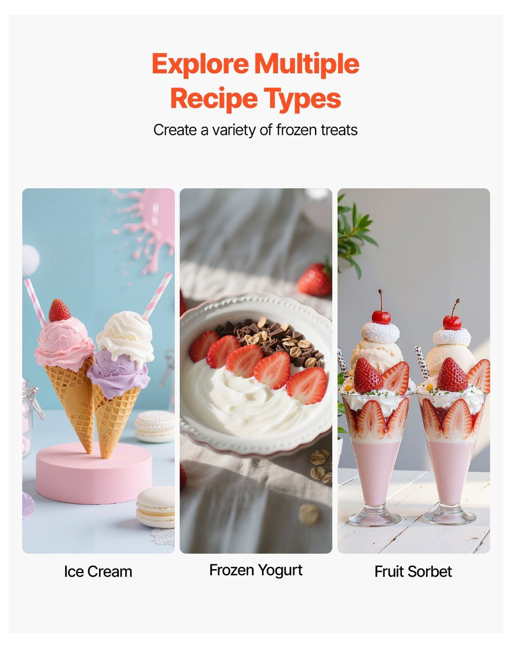 Ice Cream Maker 2.11 Qt, Electric Frozen Dessert Machine, Stainless Steel Shell, Automatic Ice Cream, Yogurt, Sorbet & Gelato Maker, Easy Clean, Silver