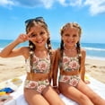 thumbnail image 6 of 4th of July Swimsuit for Kids Girls Size 7-8 Two Piece Sets Swimming Bathing Suits Patriotic Beach Vacation American Flag Floral Print Bikinis Summer Girls Clothes Kids Swim Suit Khaki 1-2 Years, 6 of 8