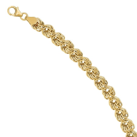 Primal Gold 14 Karat Yellow Gold Polished 7.5 Inch Circle Fancy Link Bracelet