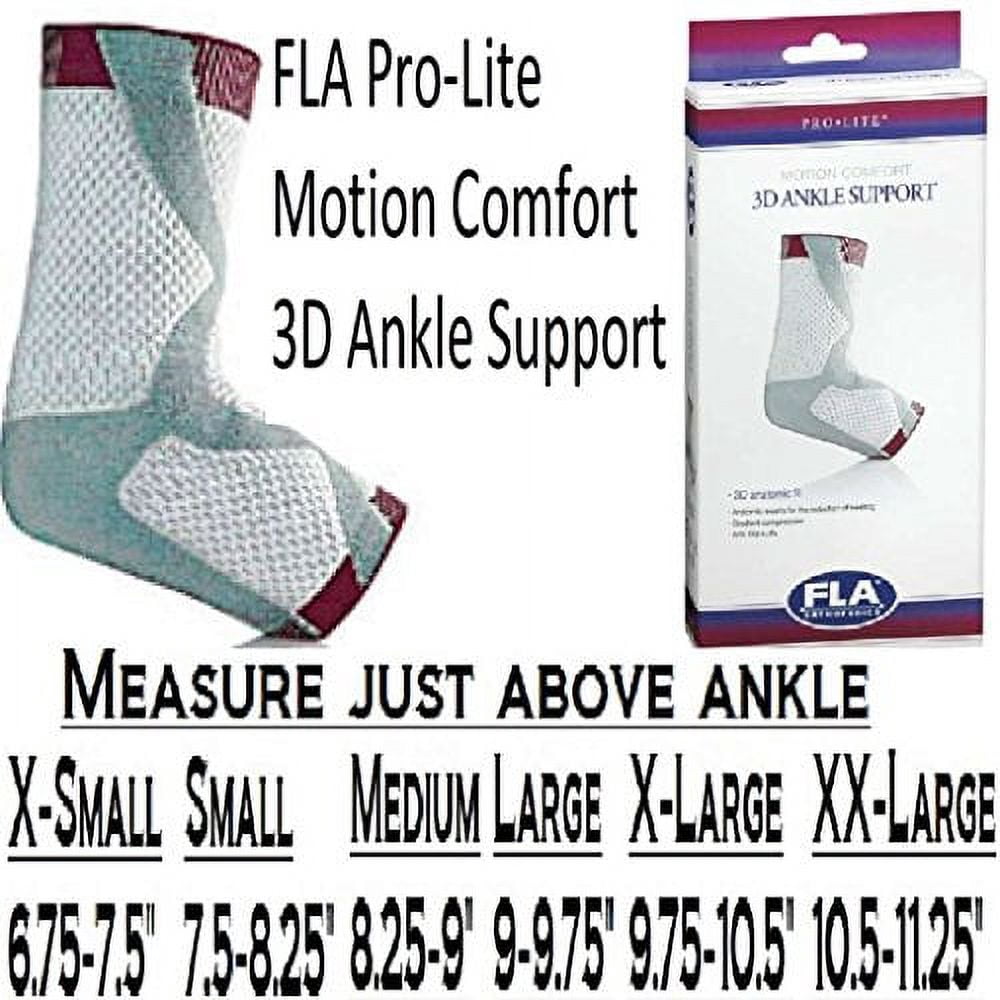 FLA Prolite 3D Left Ankle Support Braces White/Gray Left Foot Large