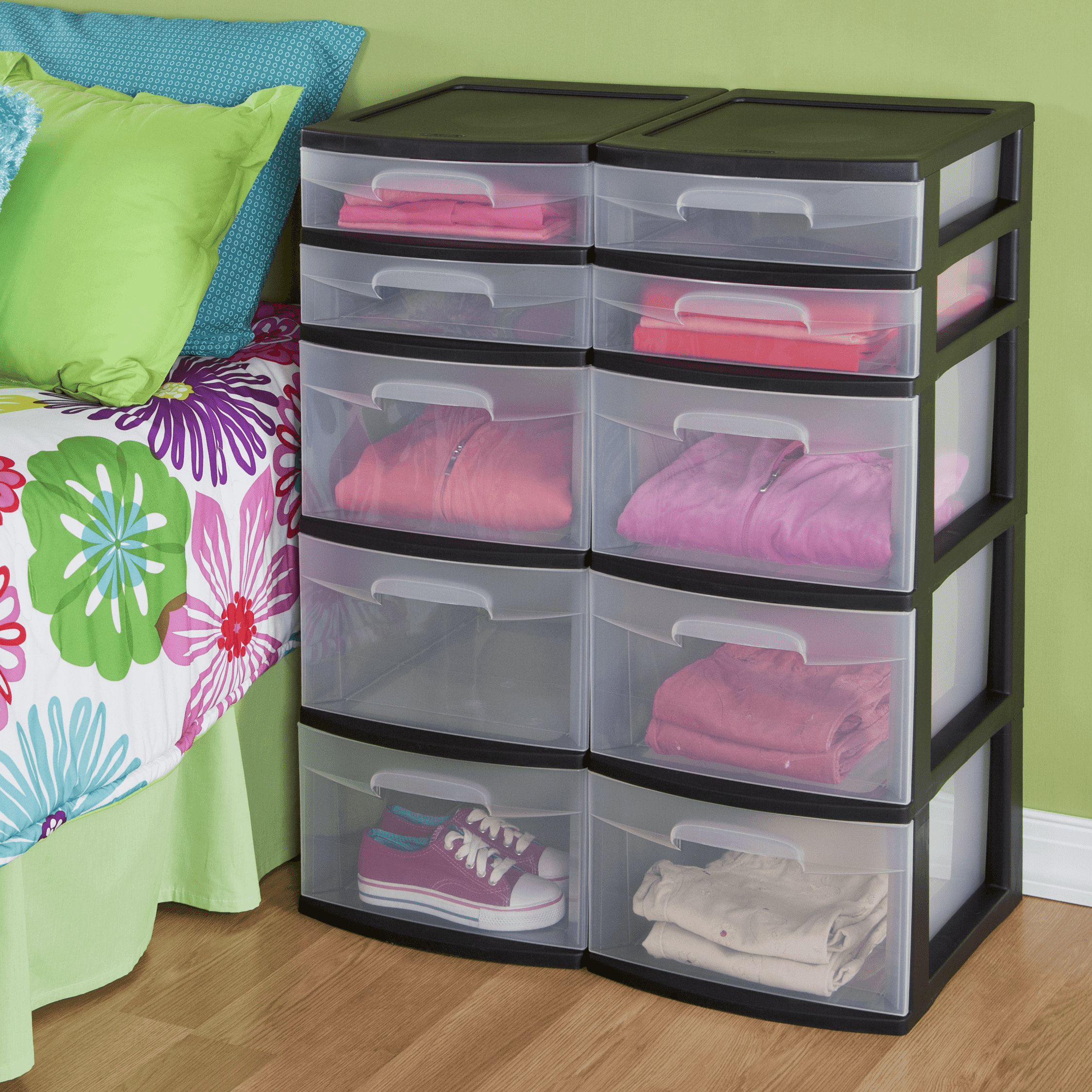 Pack Of 2 2 Count Black 12 63 Inches Sterilite 5 Storage Drawer Tower Nayancorporation Com