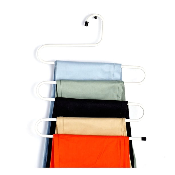 Yuarrent KOGOTA-percha para ropa en forma de S, soporte para estante de ropa multicapa, pantalones, corbatas, bufandas, organizador de Almacenamiento y organización del hogar blanco