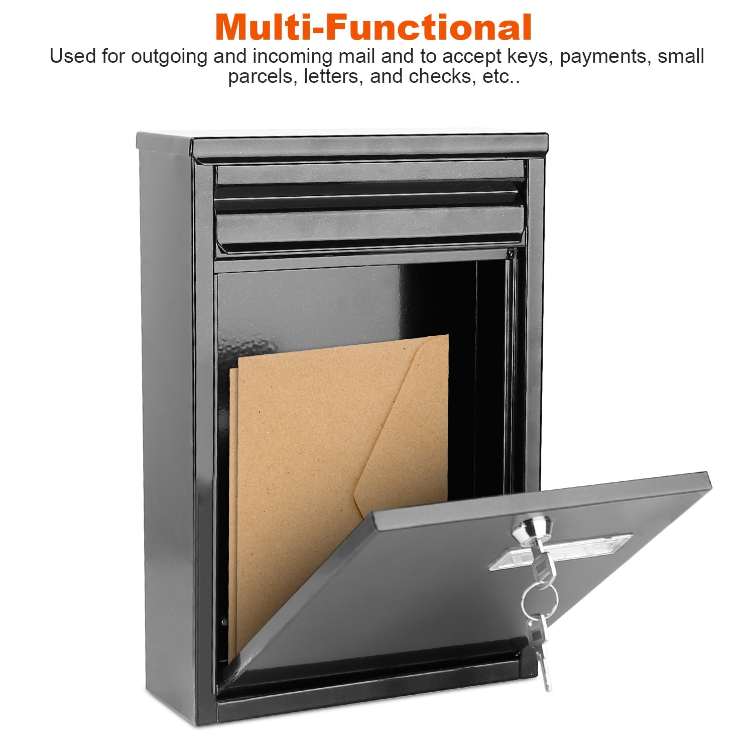 Wall Mailbox with Post,Locking Mailbox with 2 Keys for Outside Home Office