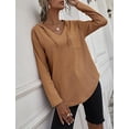 thumbnail image 3 of Sudadera con capucha y cuello en V de manga larga para mujer, 3 of 6