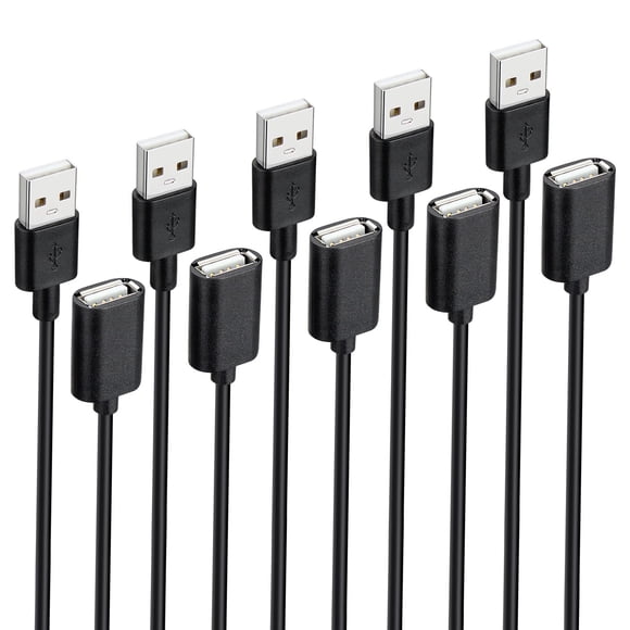 Cable de extensión USB Smays USB-A 2.0 de 1,5 m, paquete de 5 unidades, macho a hembra
