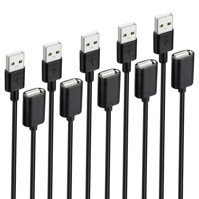 Cable de extensión USB Smays USB-A 2.0 de 1,5 m, paquete de 5 unidades, macho a hembra