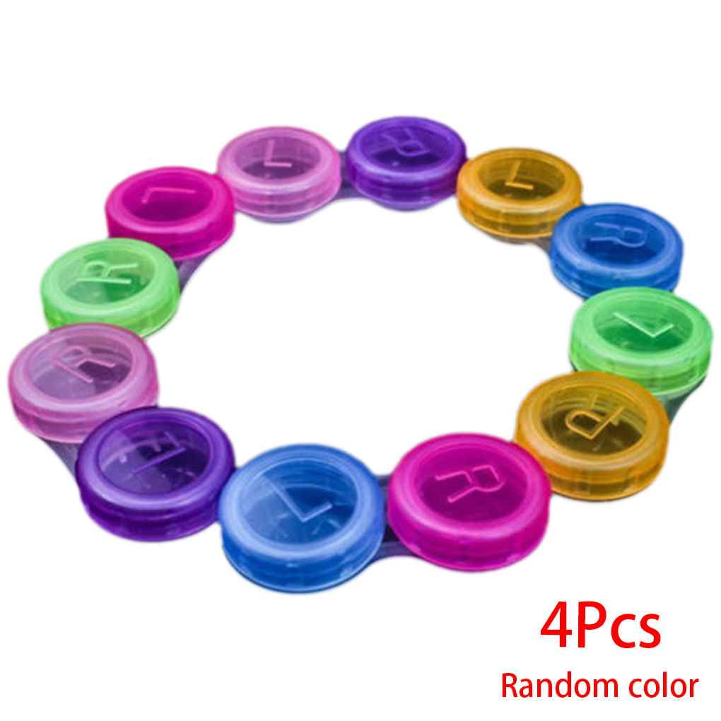 4PCS Contact Lens Portable Pure Color Mini Plastic Travel Holder Storage Soaking Box Case