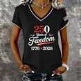 thumbnail image 2 of Short Sleeve Tops for Women Casual 250Th Anniversary Print V Neck 250Th Anniversary Tshirt Patriotic Tee Summer Womens Tshirts Black XXXL, 2 of 4