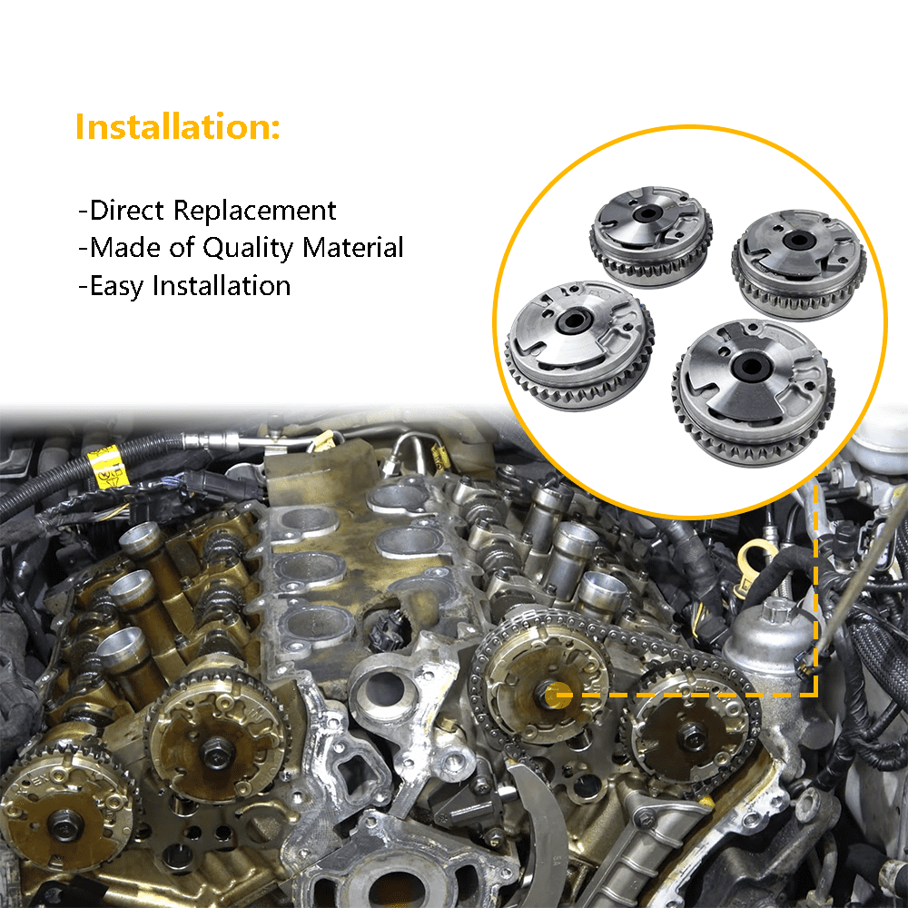 4PCS Intake Exhaust Variable Valve Timing VVT Sprocket Cam Phaser Camshaft Gear w/Bolt | Fit for Buick Cadillac ATS CTS Chevrolet Camaro GMC Pontiac Saab Saturn Suzuki | OE 12626160 12626161 12624464
