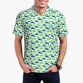 thumbnail image 3 of Rocae Cute Dinosaur Blue Green for Men's Short Sleeve Polo Shirt, Quick Drying Performance Moisture Wicking Sports Men's Golf Shirt 4X-Large, 3 of 9