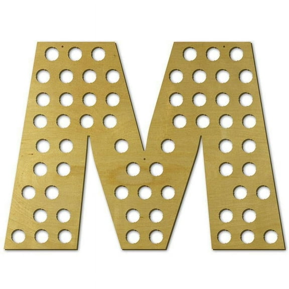 Torched Letter M Beer Cap Holder Wall Mount Display Decor Baltic Birch Brwon