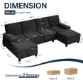 thumbnail image 5 of Walsunny U-Shaped Sectional Sofa Couch, 4 Seat U Shaped Oversized Clearance Sofa Set with Double Chaise for Living Room, Black, 5 of 8