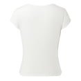 thumbnail image 4 of Women's V Neck Short Sleeve T-Shirt - Loose Batwing Sleeve, Polyester, Casual Basic Top for Daily & Sports, 4 of 5
