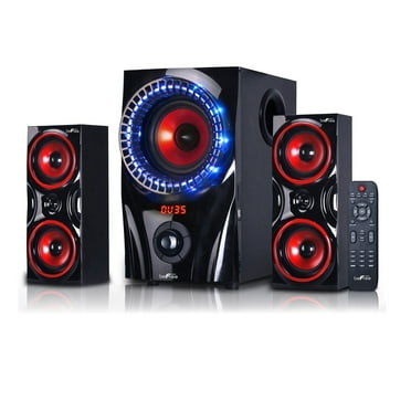 beFree Sound 2.1 Channel Bluetooth Surround Sound Speaker System in Red