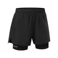 thumbnail image 5 of lcziwo Shorts for Men Big and Tall Faux Two Piece Casual Elastic Waist Beach Shorts Camping Fishing Outdoor Drawstring Work Shorts with Pockets Black L, 5 of 9