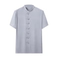 thumbnail image 1 of Dagugfen Mens Summer Shirts Flower Knot Button up Short Sleeve Loose Fashion Casual Tops Solid Color, 1 of 4
