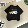 thumbnail image 5 of Girls Shirts Kid Cute Graphic Round Neck Short Sleeve Tee Summer Casual T Shirt Girls' Tops, Tees Black 3 Years-4 Years, 5 of 5