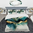 thumbnail image 2 of Designart "Teal and Gold Abstract Expressionism III" Modern Bedding Covert Set - Abstract Liquid Ink Turquoise Abstract Bed Set With 2 Shams, 2 of 6