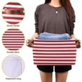 thumbnail image 7 of Storage Basket Red Stripes Foldable Canvas Laundry Baskets Bin Waterproof Inner Layer with Sturdy Handles for Toy Nursery Blanket Clothes 1 Pack, 7 of 7