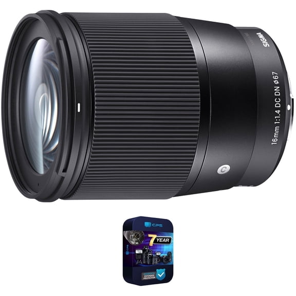 Sigma 402965 16mm f/1.4 DC DN Contemporary Lens for Sony E Mount Mirrorless Cameras Bundle with 7 YR CPS Enhanced Protection Pack