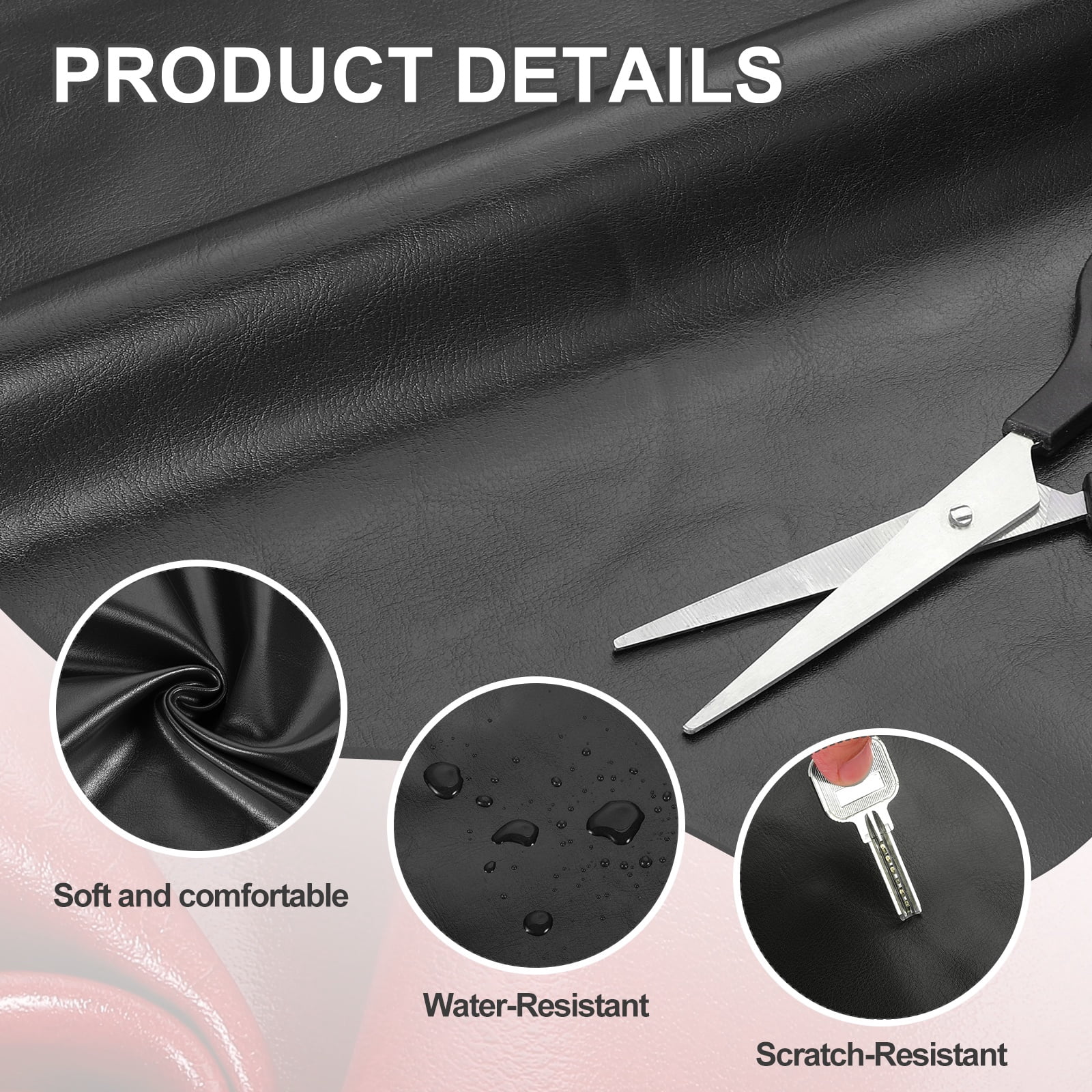 Uxcell Faux Leather Fabric, 1 Yard Waxed PU Leather Upholstery Fabric for DIY Crafts, Black