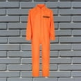 thumbnail image 2 of Youmylove Adult Orange Prisoner Jumpsuit Jail Inmate Male Prisoner Stage Show Party Fashion Gothic Vintage Hallowmas, 2 of 5