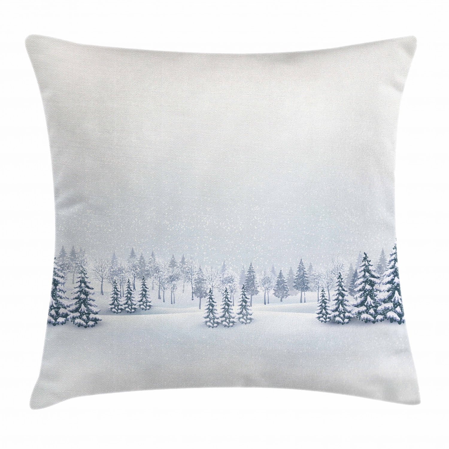 Winter Decorations Throw Pillow Cushion Cover, Winter Scene in a Park