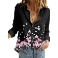 thumbnail image 1 of HOTAPEI Button Down Shirts for Women Casual Long Sleeve Blouses V Neck Printed Shirt Tops, 1 of 5