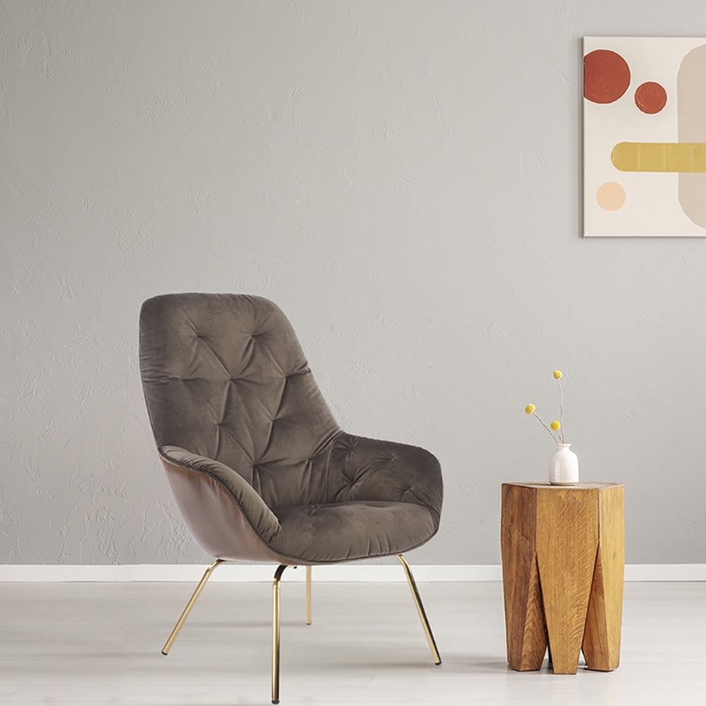 Furniture of America Neds Tufted Indoor Armchairs & Accent Chairs, Brown and Gold
