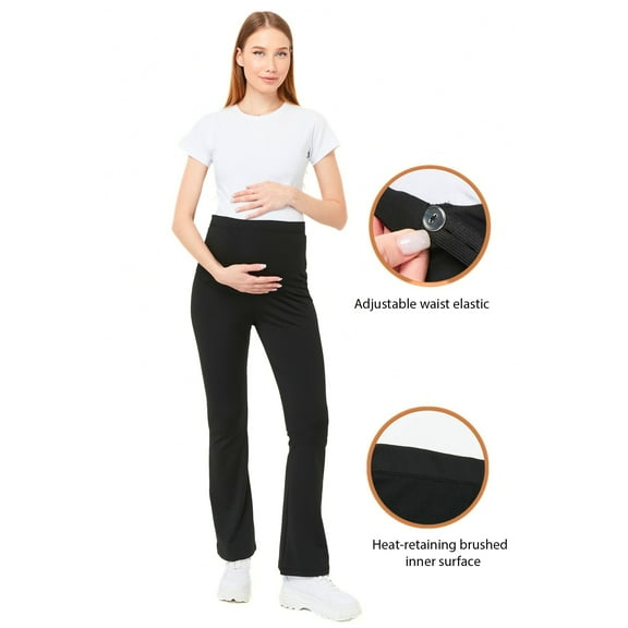 Myra8065 Thermal Lined Warm Keeping Adjustable Waist Spanish Flare Maternity Leggings keeps you warm