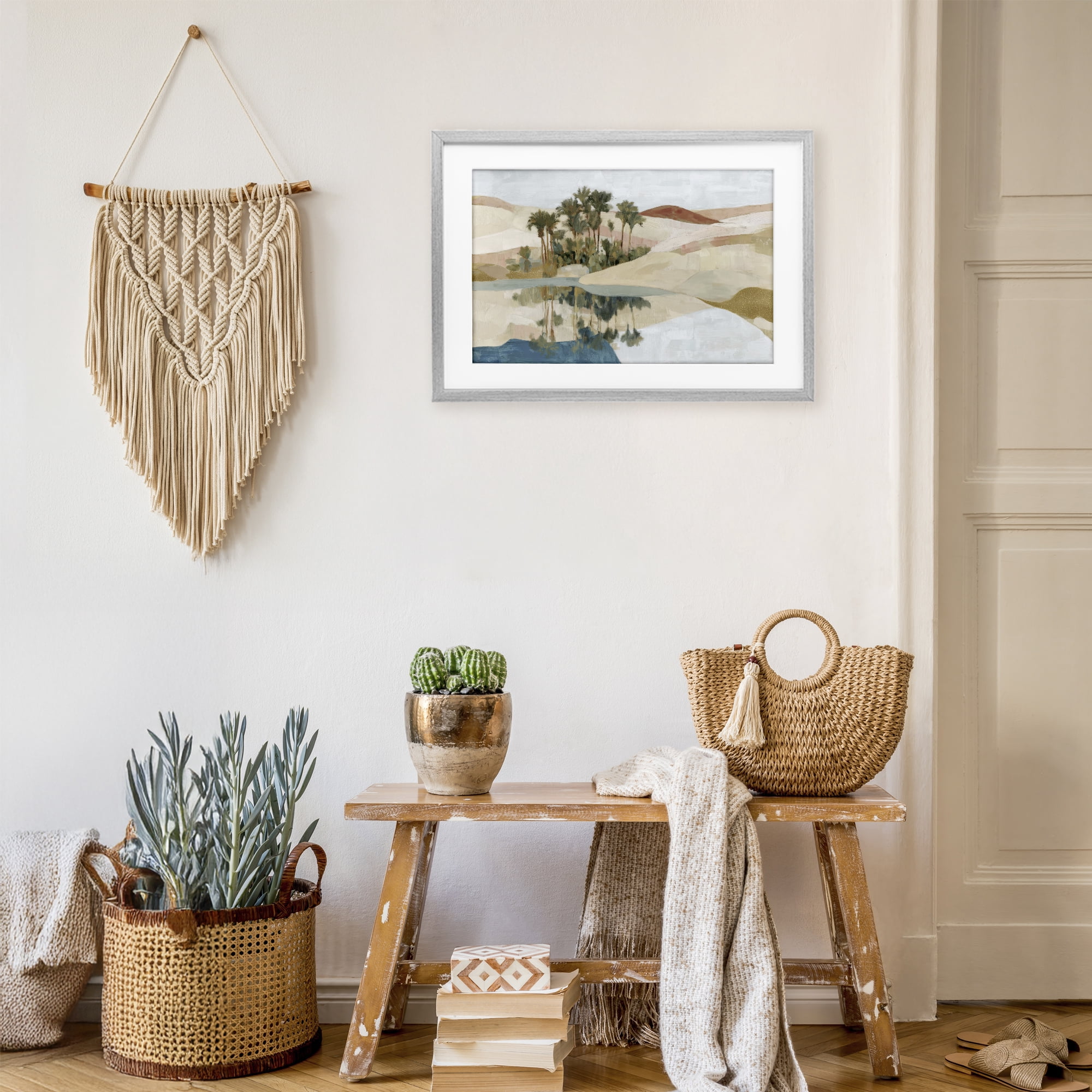 Stupell Industries Desert Oasis with Palm Reflection Gray Framed Print Under Glass, design by Chromatic Storm Studio
