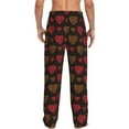 thumbnail image 3 of Sigee Gold Glitter Heart Print Men's Pajama Pants - Soft Lounge Sleep Bottoms with Elastic Waistband and Pockets-Small, 3 of 9