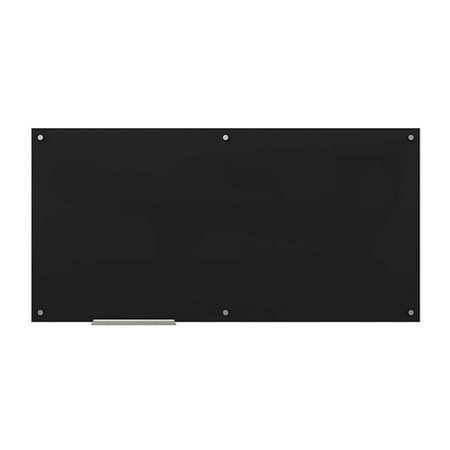 UBrands Glass Dry Erase Board 70 x 35 Inches Black Surface Frameless